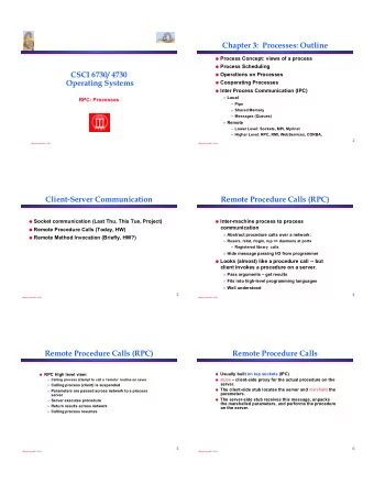Chapter 3:  Processes: Outline   Process Concept: views of a process   Process