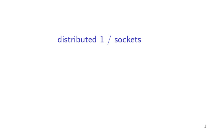 distributed 1 sockets