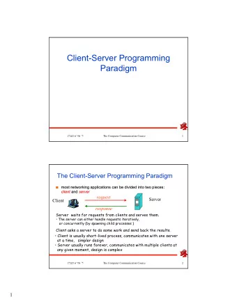 Client-Server Programming  Paradigm 1  '    &quot;   The Computer Communication
