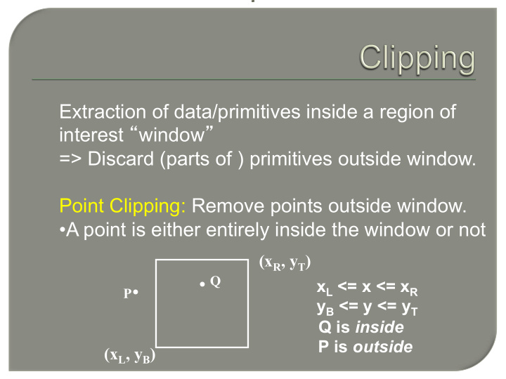 extraction of data primitives inside a region of interest