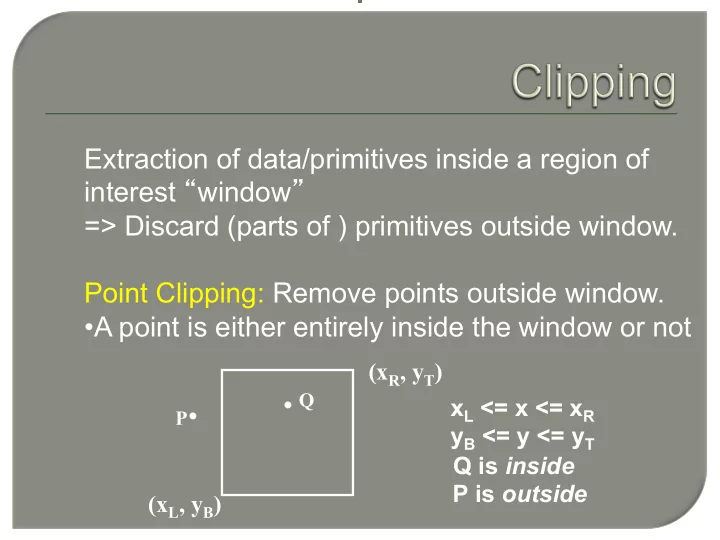 extraction of data primitives inside a region of interest