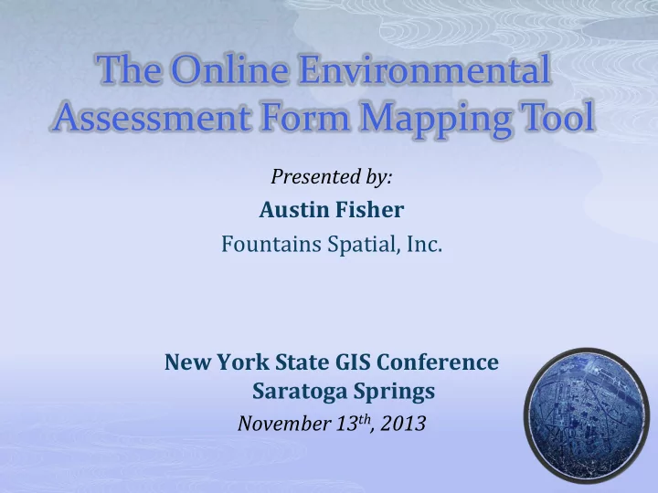 the online environmental assessment form mapping tool