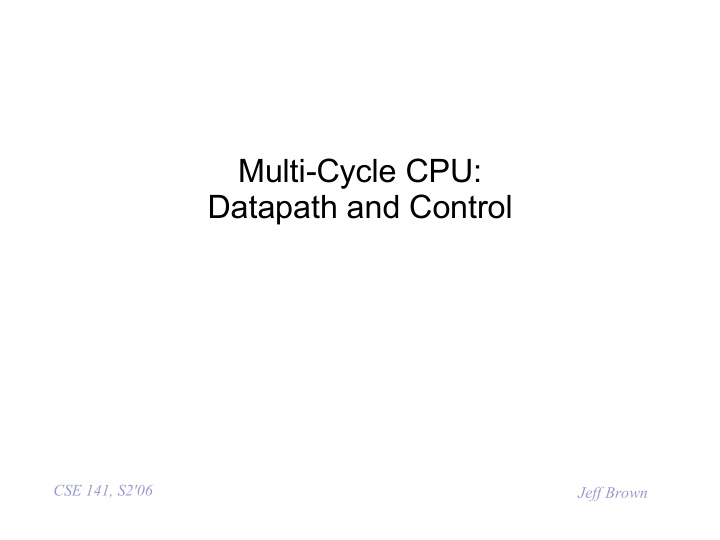 multi cycle cpu datapath and control