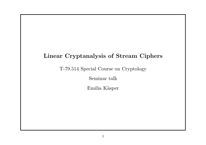 linear cryptanalysis of stream ciphers