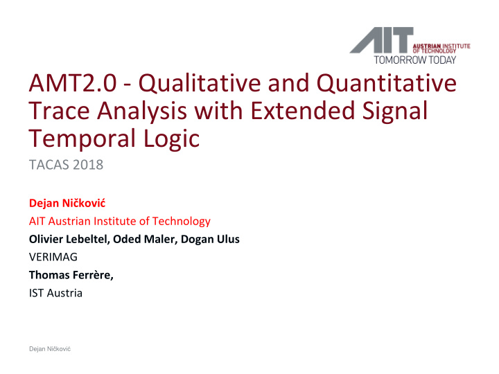 amt2 0 qualitative and quantitative trace analysis with