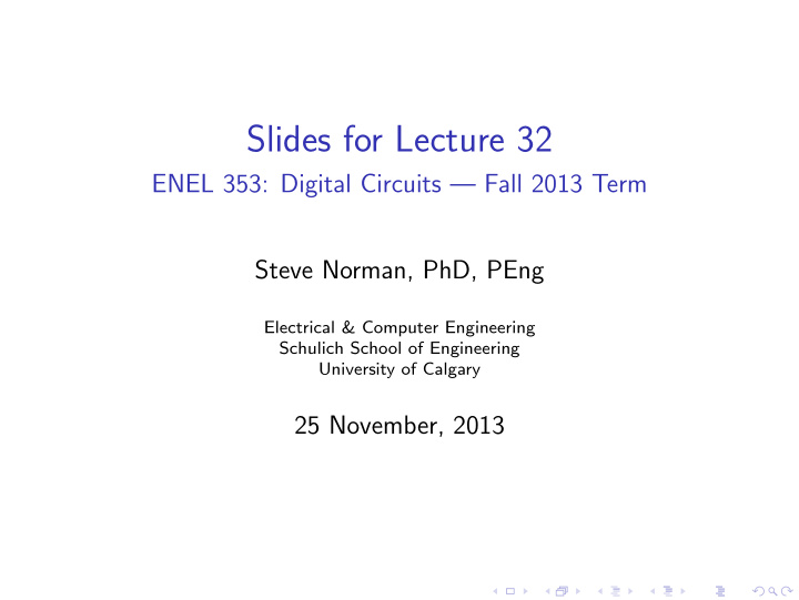slides for lecture 32