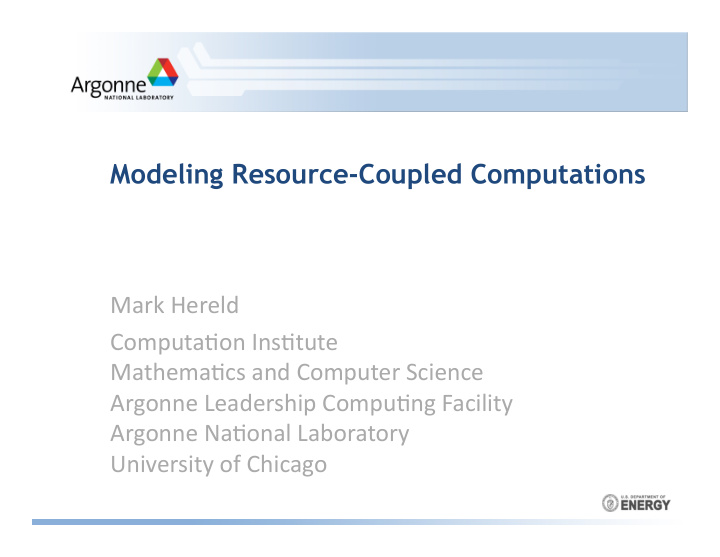 modeling resource coupled computations