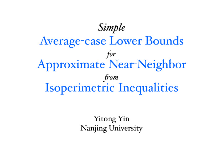 average case lower bounds for approximate near neighbor