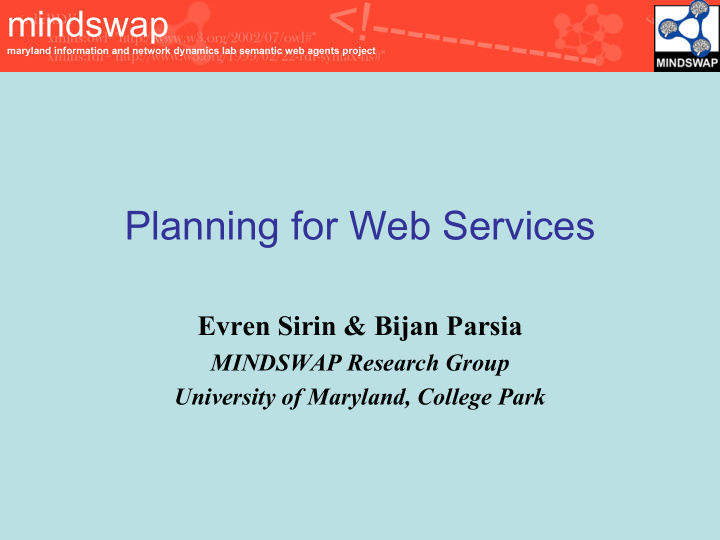 planning for web services