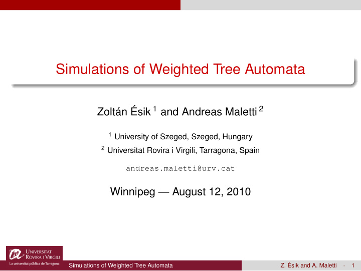 simulations of weighted tree automata