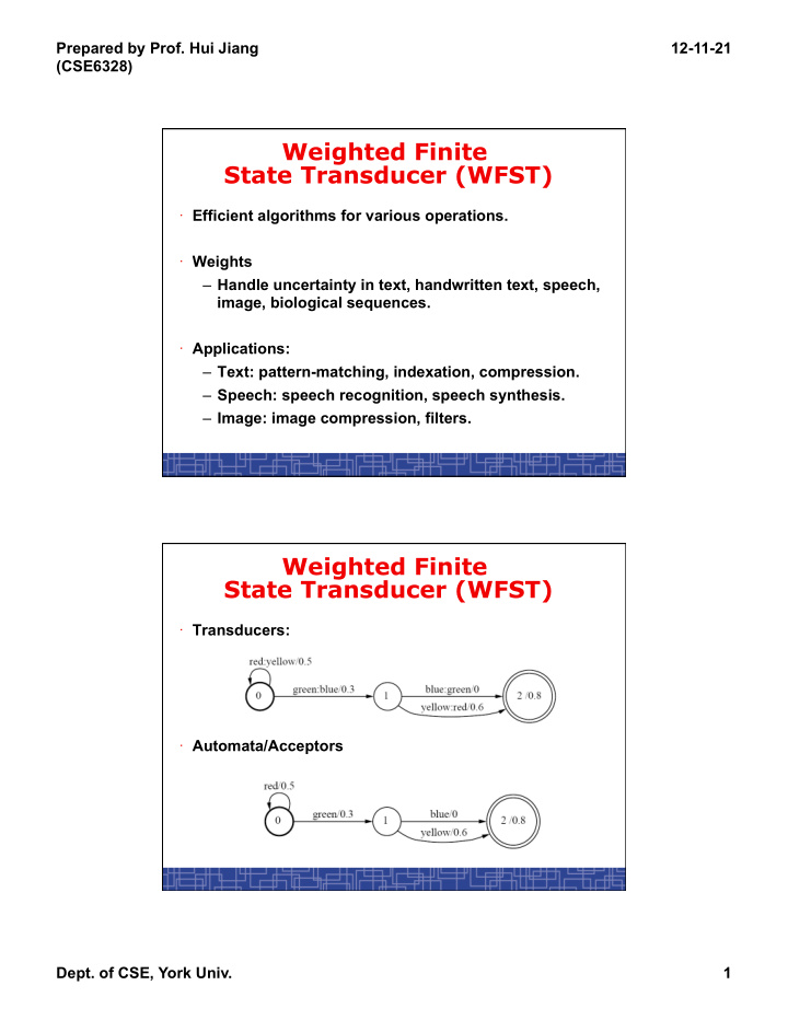 weighted finite state transducer wfst
