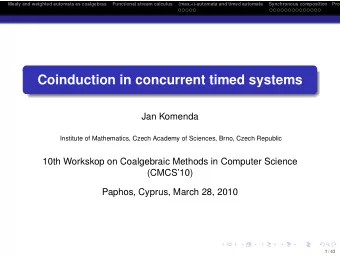 Coinduction in concurrent timed systems  Jan Komenda  Institute of Mathematics, Czech Academy of