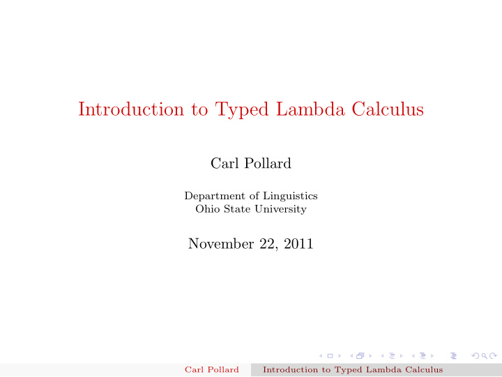 introduction to typed lambda calculus