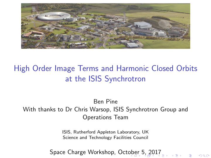 high order image terms and harmonic closed orbits at the