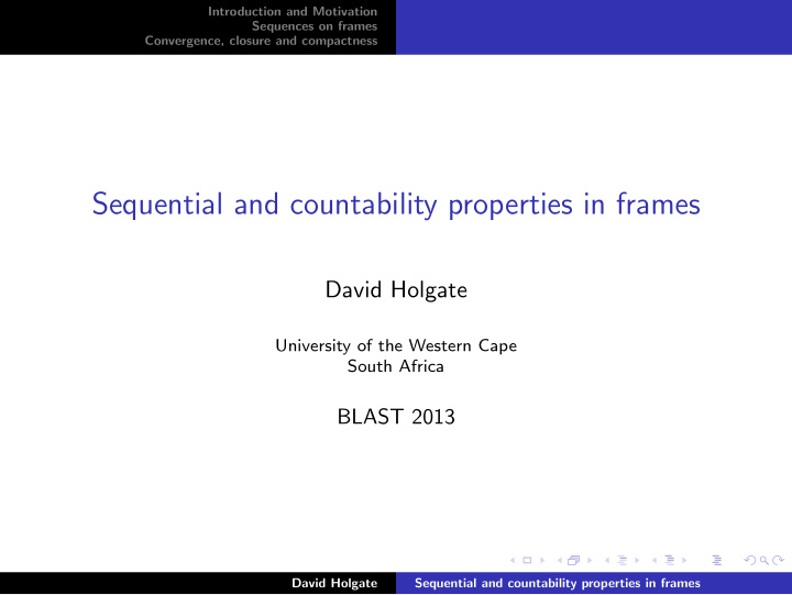 sequential and countability properties in frames