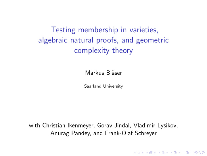 testing membership in varieties algebraic natural proofs