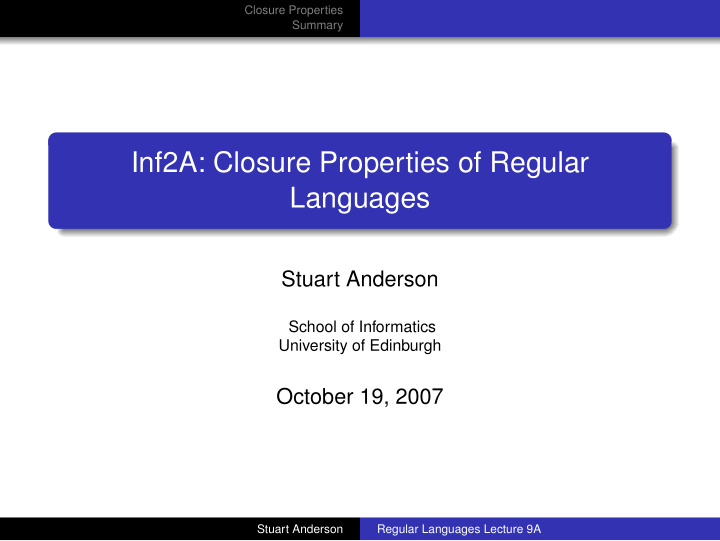 inf2a closure properties of regular languages