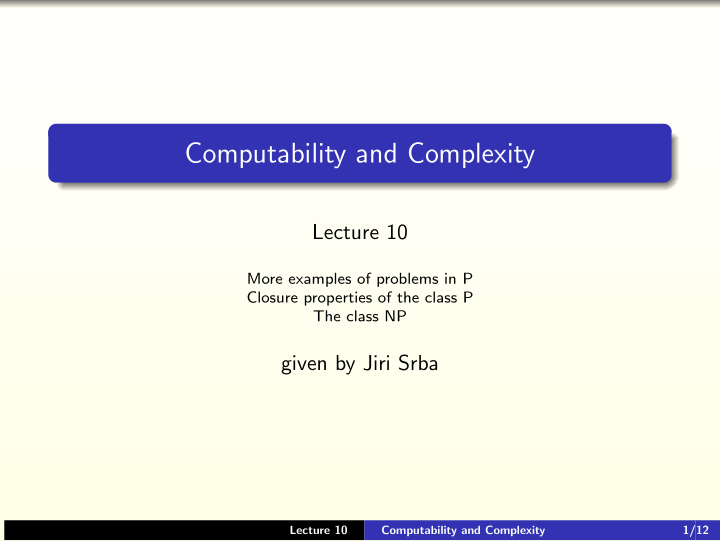 computability and complexity