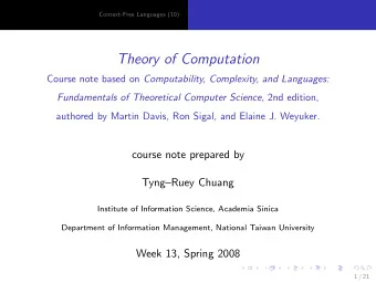 Theory of Computation Course note based on Computability, Complexity, and Languages: Fundamentals