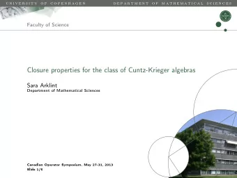 Closure properties for the class of Cuntz-Krieger algebras  Sara Arklint  Department of