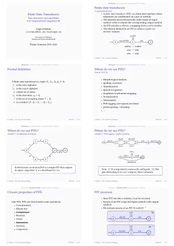 Finite State Transducers  fmies:N  1  2  3  4  5  time:N  fmies:V  example 2: POS tagging / shallow