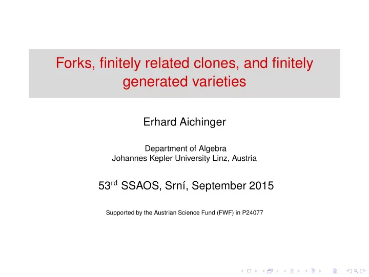 forks finitely related clones and finitely generated