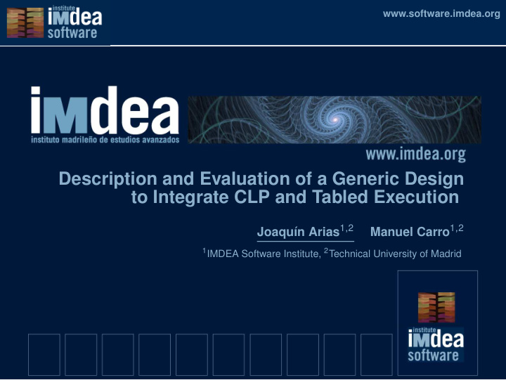 description and evaluation of a generic design to