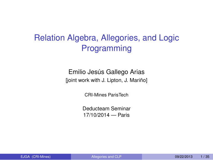 relation algebra allegories and logic programming