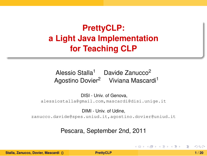 prettyclp a light java implementation for teaching clp