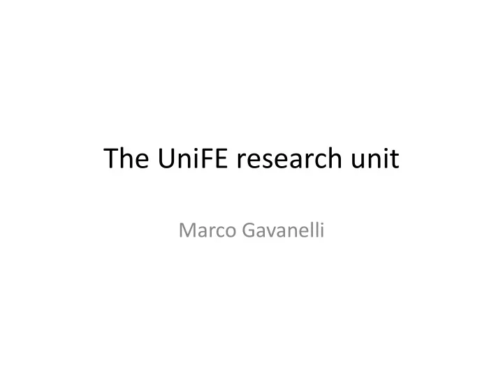 the unife research unit