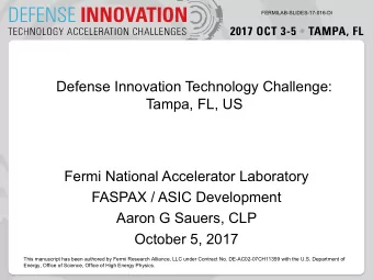 Defense Innovation Technology Challenge:  Tampa, FL, US  Fermi National Accelerator Laboratory