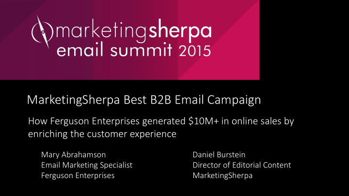 marketingsherpa best b2b email campaign