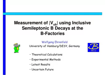 Measurement of |V ub | using Inclusive  Semileptonic B Decays at the  B-Factories  Wolfgang