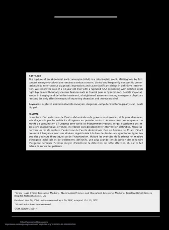 Ruptured abdominal aortic aneurysm masquerading  as isolated hip pain: an unusual presentation