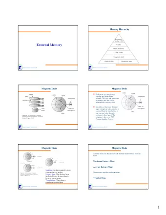 External Memory  School of Computer Science G51CSA  School of Computer Science G51CSA  1  2