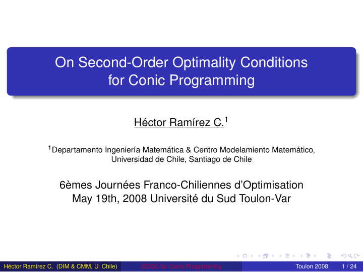 on second order optimality conditions for conic