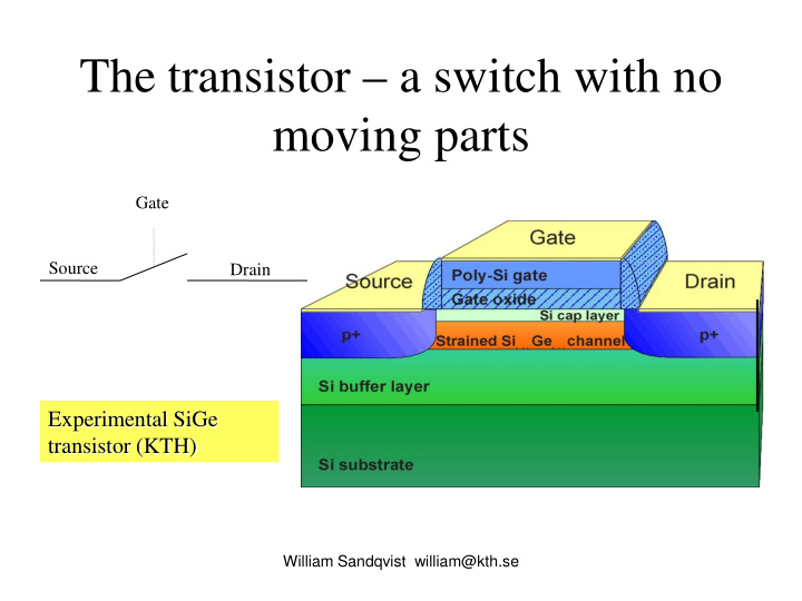 the transistor a switch with no moving parts
