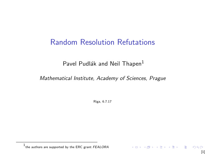 random resolution refutations