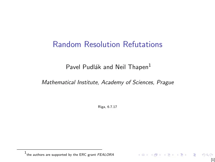 random resolution refutations