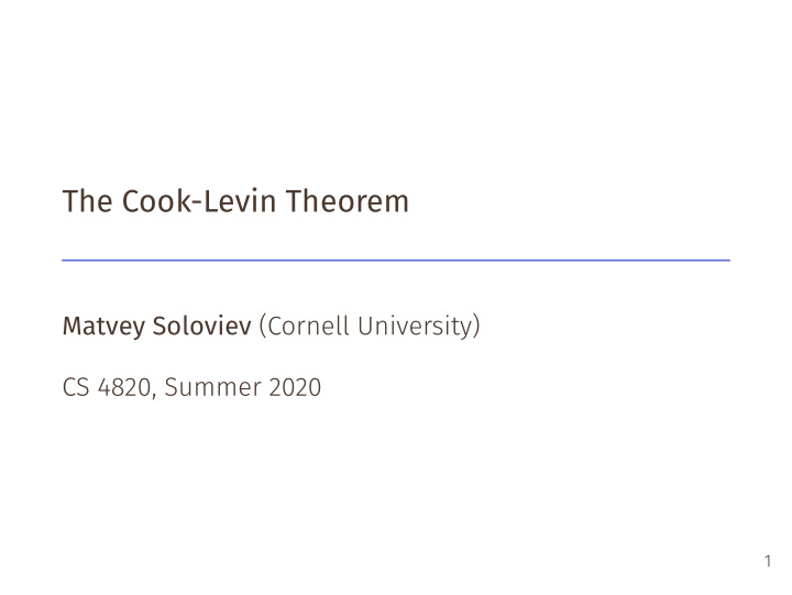 the cook levin theorem