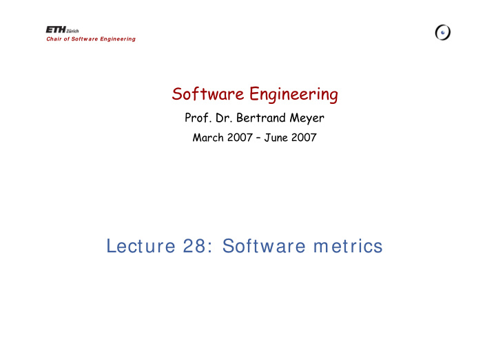 lecture 28 software metrics measurement