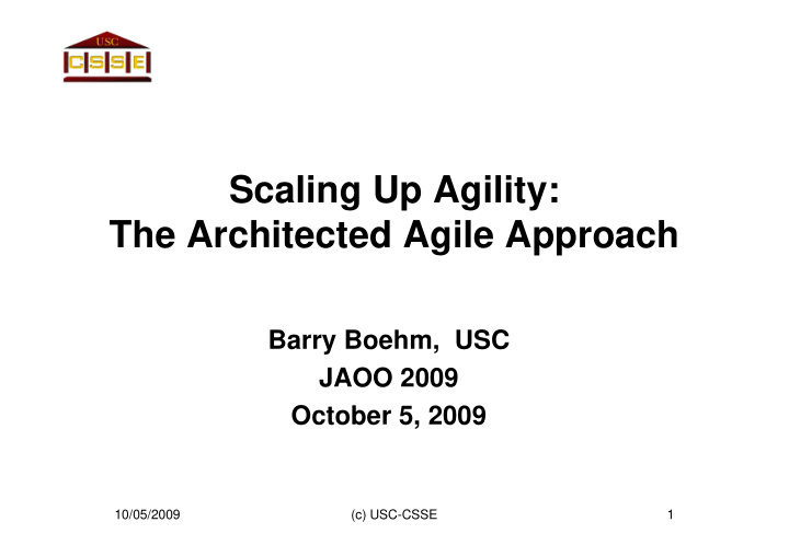 scaling up agility the architected agile approach