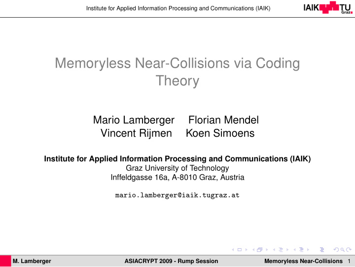 memoryless near collisions via coding theory