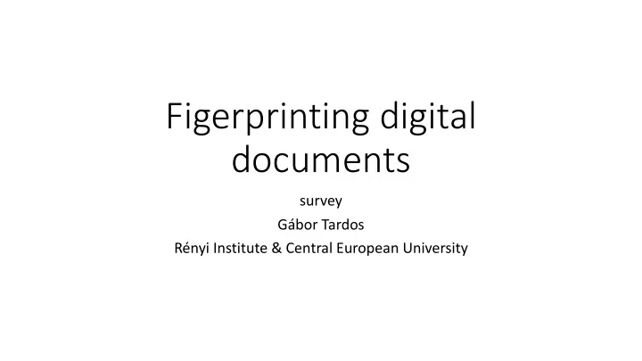 figerprinting digital documents