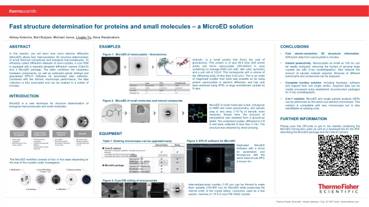 fast structure determination for proteins and small