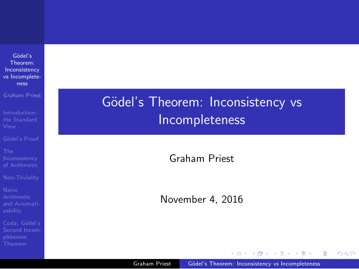 g odel s theorem inconsistency vs