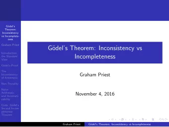 G  odels Theorem: Inconsistency vs  Introduction:  Incompleteness  the Standard  View  G