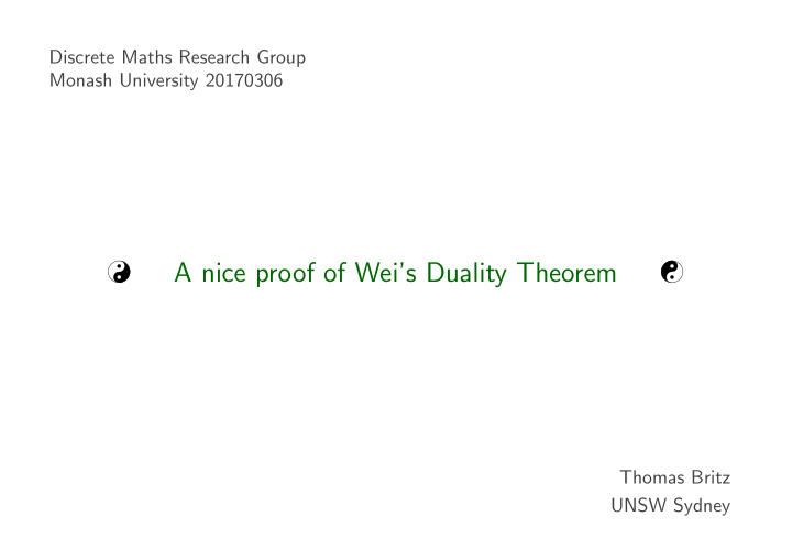 a nice proof of wei s duality theorem