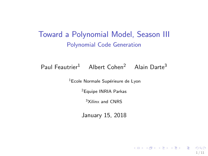 toward a polynomial model season iii