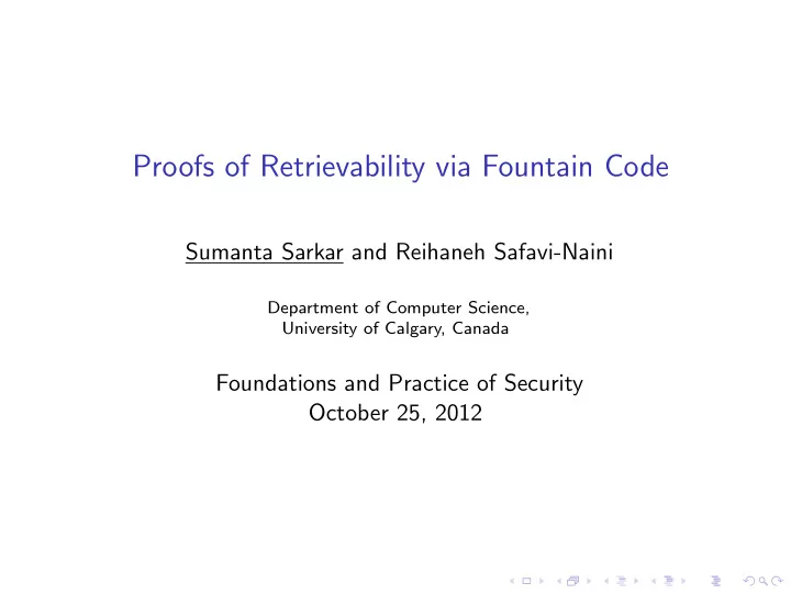 proofs of retrievability via fountain code